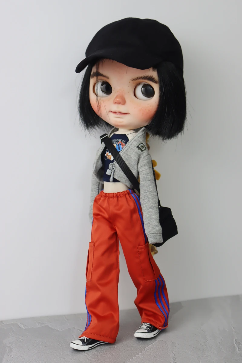 For Blythe Doll Clothes Sport T-Shirt Tops Baseball Cap for Ob24 Ob22 Azone Doll Casual Pants