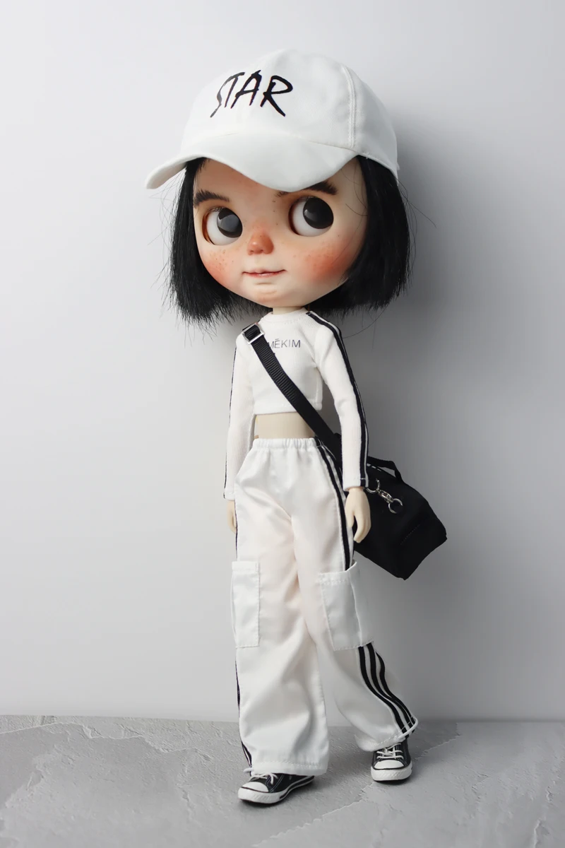 For Blythe Doll Clothes Sport T-Shirt Tops Baseball Cap for Ob24 Ob22 Azone Doll Casual Pants