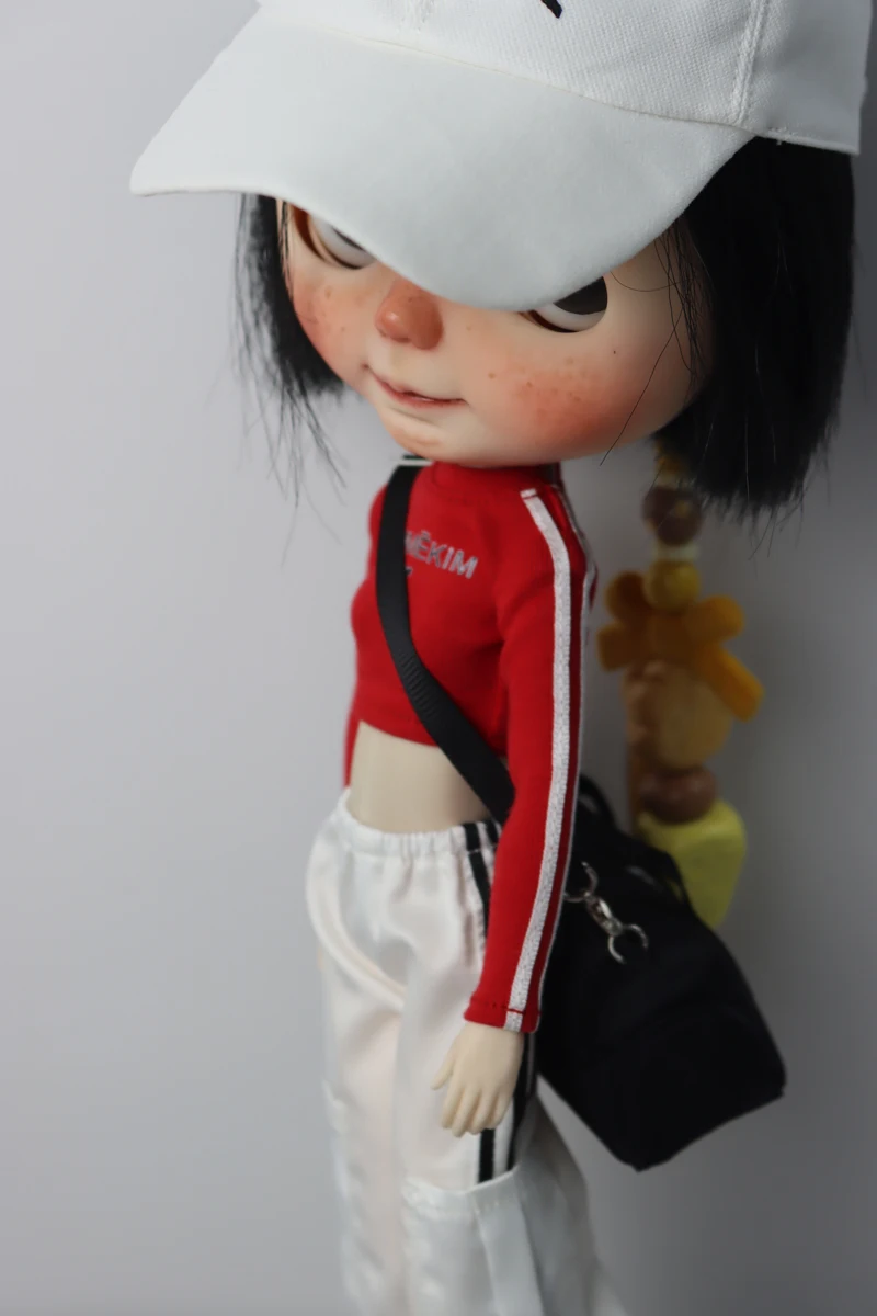 For Blythe Doll Clothes Sport T-Shirt Tops Baseball Cap for Ob24 Ob22 Azone Doll Casual Pants