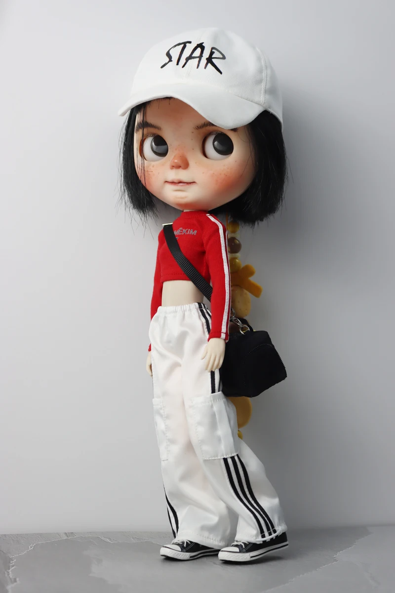 For Blythe Doll Clothes Sport T-Shirt Tops Baseball Cap for Ob24 Ob22 Azone Doll Casual Pants
