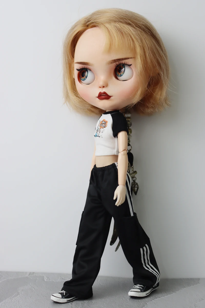 For Blythe Doll Clothes Sport T-Shirt Tops Baseball Cap for Ob24 Ob22 Azone Doll Casual Pants