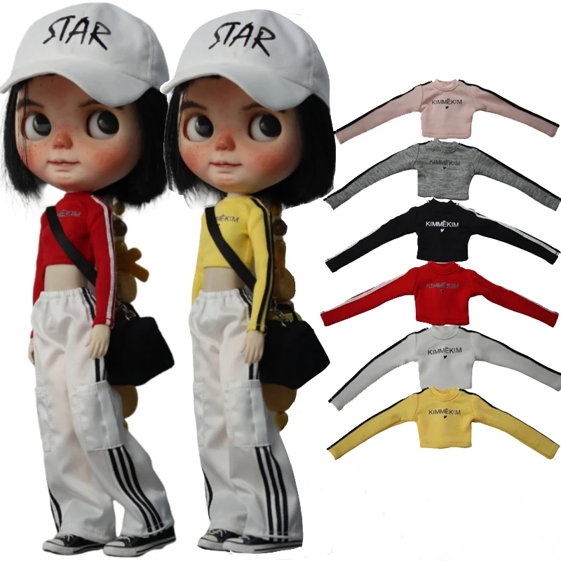 For Blythe Doll Clothes Sport T-Shirt Tops Baseball Cap for Ob24 Ob22 Azone Doll Casual Pants