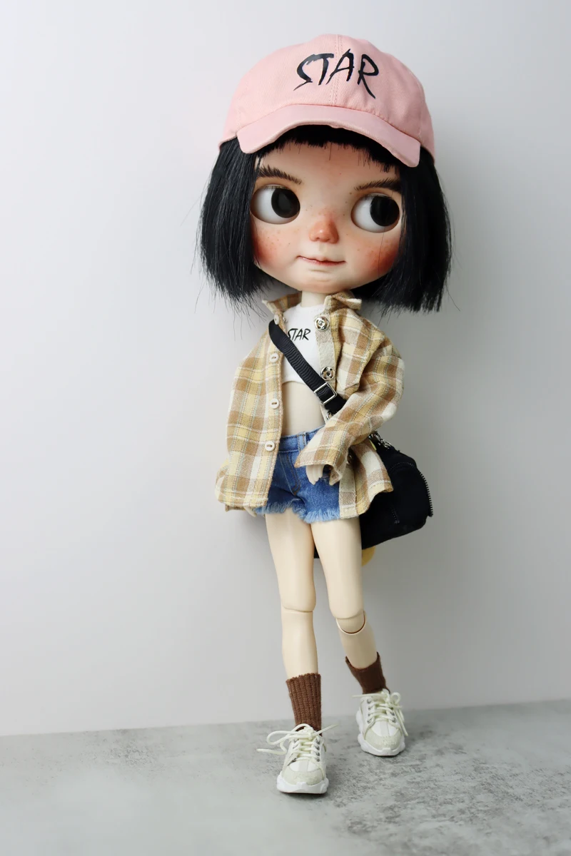 For Blythe Doll Clothes Sport T-Shirt Tops Baseball Cap for Ob24 Ob22 Azone Doll Casual Pants