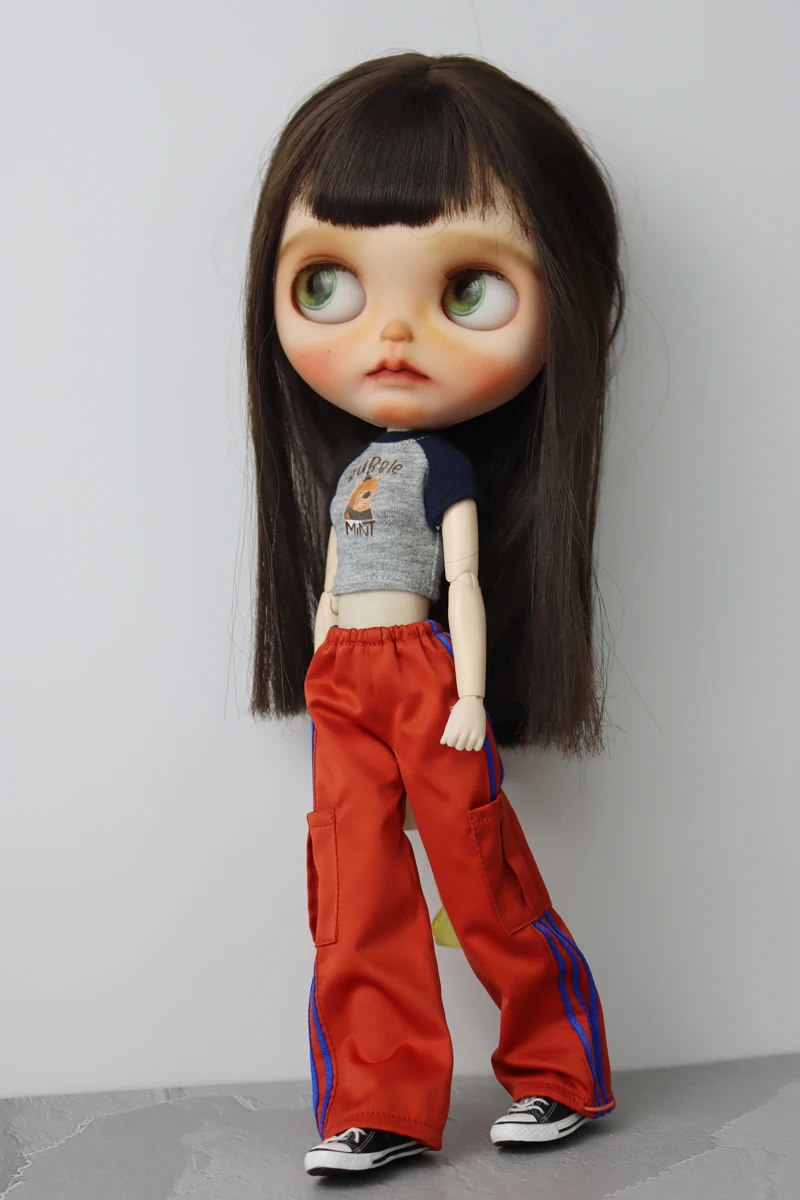 For Blythe Doll Clothes Sport T-Shirt Tops Baseball Cap for Ob24 Ob22 Azone Doll Casual Pants