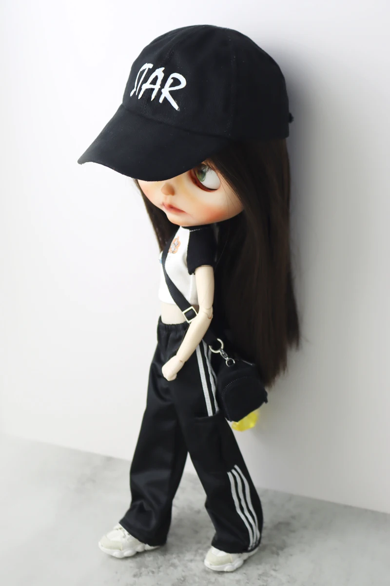 For Blythe Doll Clothes Sport T-Shirt Tops Baseball Cap for Ob24 Ob22 Azone Doll Casual Pants