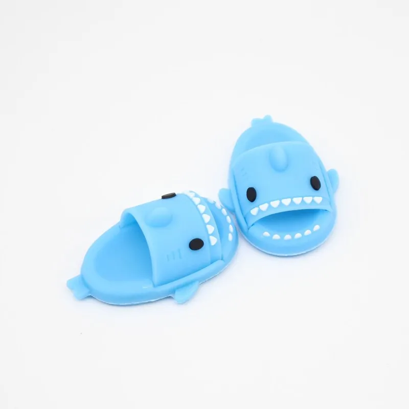 Pair Of 1:12 Dollhouse Miniature Things Cute Shark Slippers Doll Shoes Suit For Ob11 1/12 Bjd Doll Gsc DOD, YMY Doll Accessories