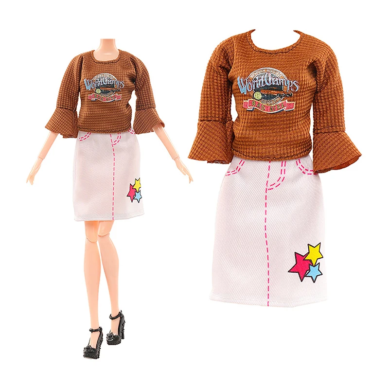 1Set Dollhouse Miniature Doll Dress / Short Skirt / Blouse Summer Wear Clothing For 30cm Dolls Fashion Clothes