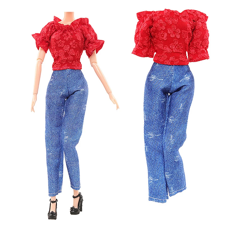 1Set Dollhouse Miniature Doll Dress / Short Skirt / Blouse Summer Wear Clothing For 30cm Dolls Fashion Clothes