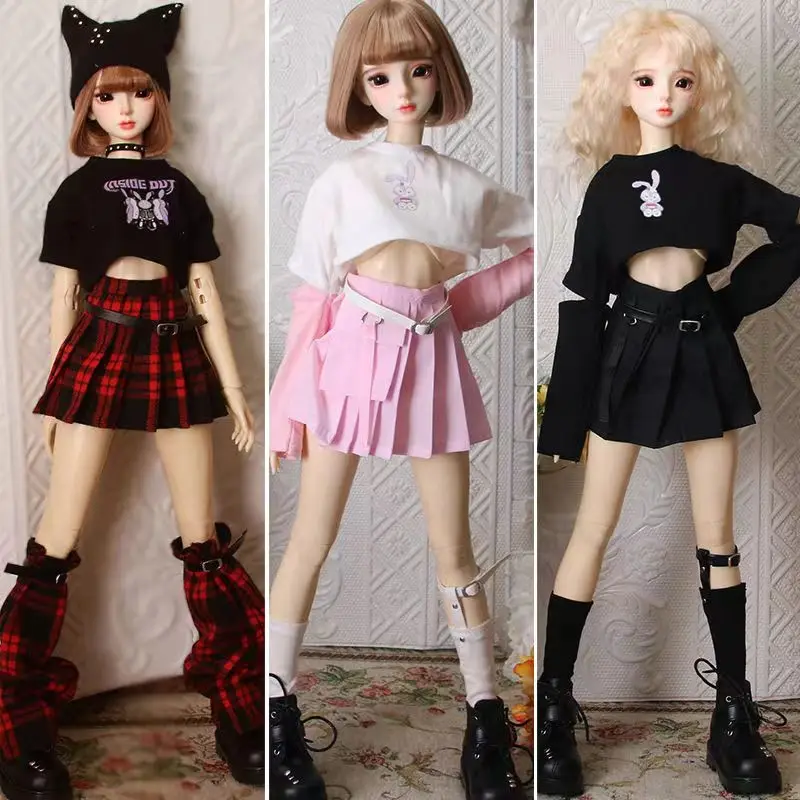 1/6 1/4 1/3 BJD Doll Clothes Y2K Punk Clothes Set with Accessories for 30cm 45cm 60cm Doll Dress up Clothes Outfit Girl Gift