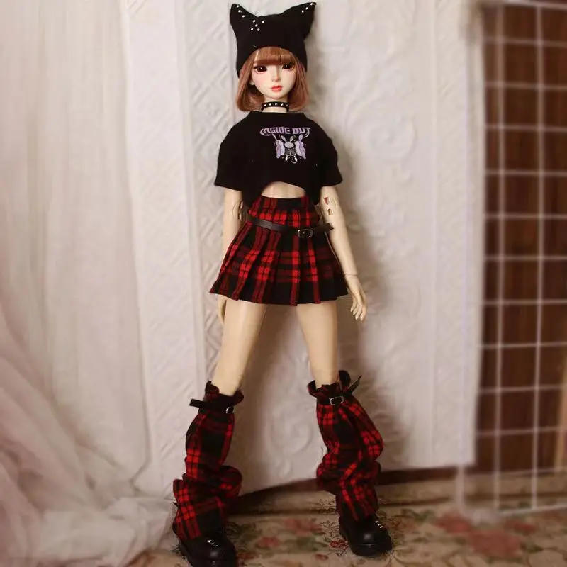 1/6 1/4 1/3 BJD Doll Clothes Y2K Punk Clothes Set with Accessories for 30cm 45cm 60cm Doll Dress up Clothes Outfit Girl Gift