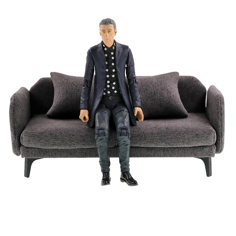 1:12 Dollhouse Wooden/Iron Fabric Double Single high-end Sofa Model Miniature Furniture Armchair Sofa Footstool Doll Decor Toy