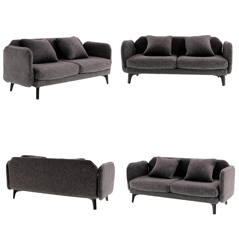 1:12 Dollhouse Wooden/Iron Fabric Double Single high-end Sofa Model Miniature Furniture Armchair Sofa Footstool Doll Decor Toy