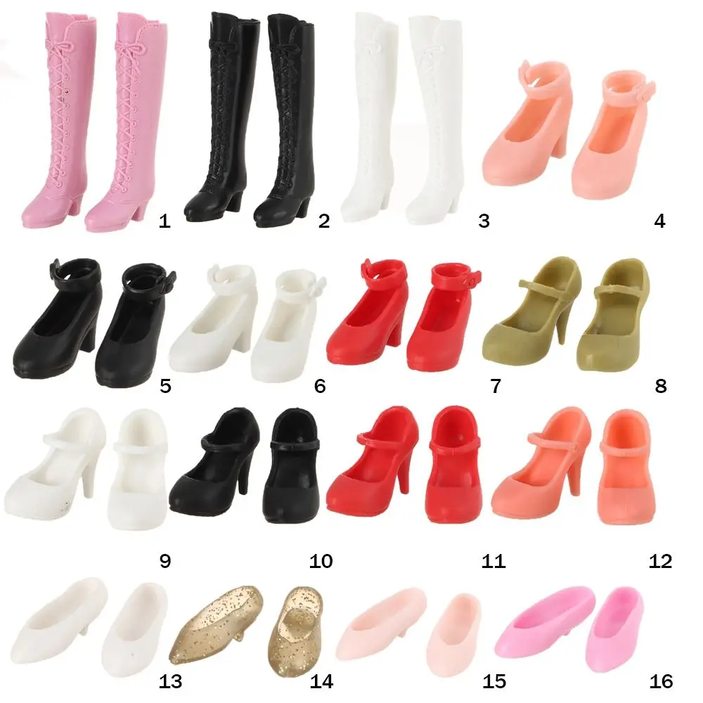 1Pair Doll Shoes Fashion Female Doll Boots Fit Foot Length 2cm Plastic Doll Multistyles Long Knees Boots Dolls Accessories