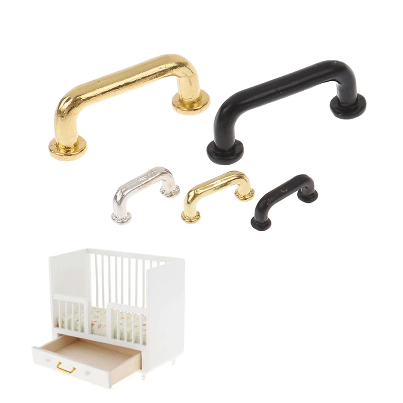 1:12 Miniature 4/8pcs Door Cabinet Closet Handles Drawer Pulls Knobs Metal DIY Dollhouse Furniture Accessories Decor
