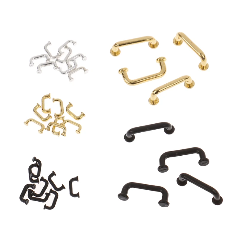 1:12 Miniature 4/8pcs Door Cabinet Closet Handles Drawer Pulls Knobs Metal DIY Dollhouse Furniture Accessories Decor