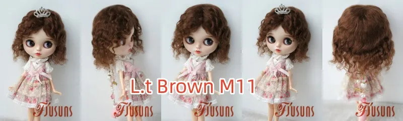 Fjusuns JD738 9-10inch 23-25cm 10-11inch 26-28cm Messy Baby Curly Soft Wave Mohair BJD Wigs QBaby Blythes Doll Accessories