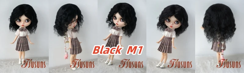 Fjusuns JD738 9-10inch 23-25cm 10-11inch 26-28cm Messy Baby Curly Soft Wave Mohair BJD Wigs QBaby Blythes Doll Accessories