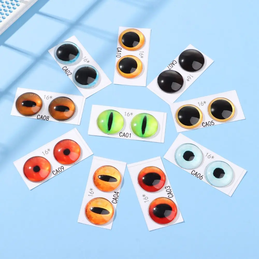 2PCS 16mm Glass Eye Simulation Animal DIY Cat Pet Dog Time Gem Twist Stick Wool Felt Accessories Handmade Doll Eyes Doll Toy