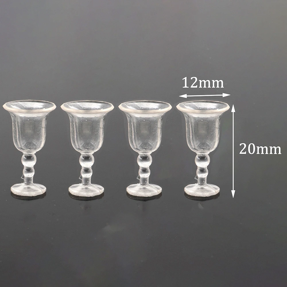 4Pcs 1/12 Doll House Miniature Resin Wine Glass Simulation Goblet Model Toys for Mini Decoration Dollhouse Accessories