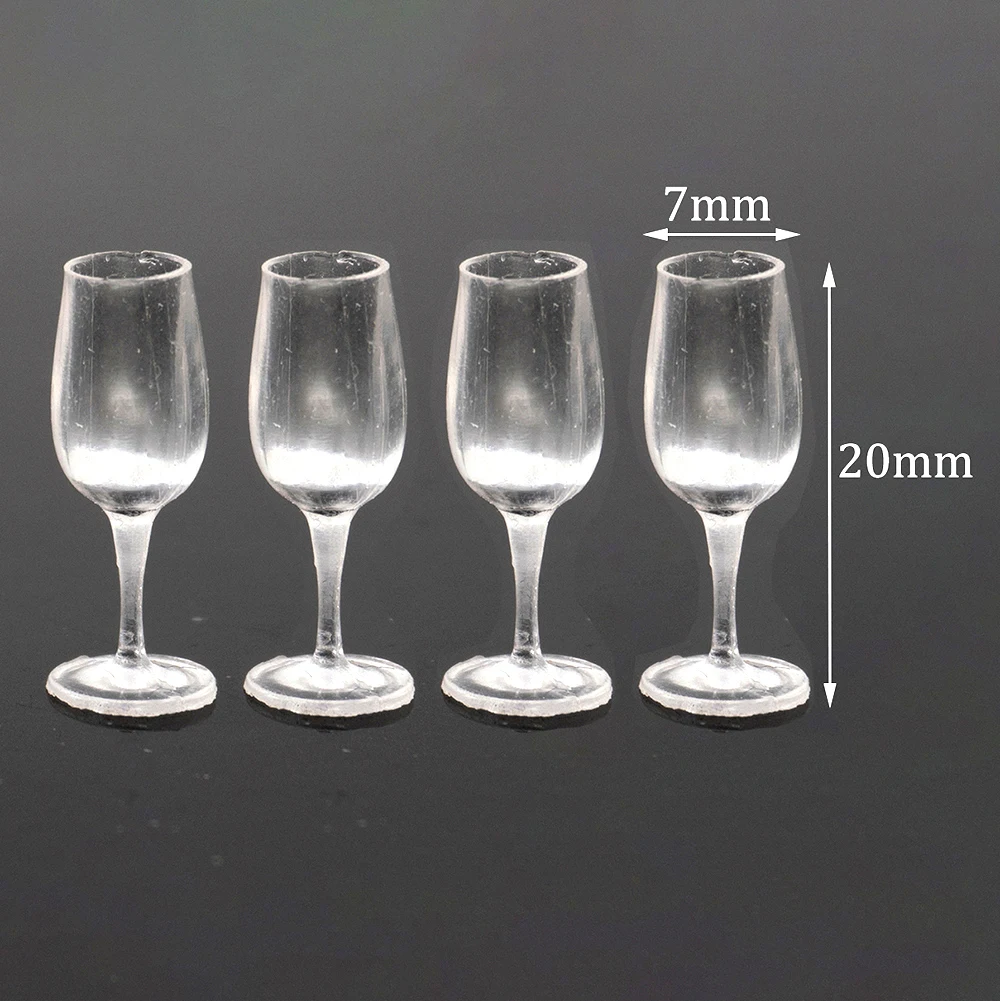 4Pcs 1/12 Doll House Miniature Resin Wine Glass Simulation Goblet Model Toys for Mini Decoration Dollhouse Accessories