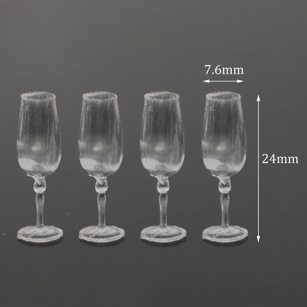 4Pcs 1/12 Doll House Miniature Resin Wine Glass Simulation Goblet Model Toys for Mini Decoration Dollhouse Accessories