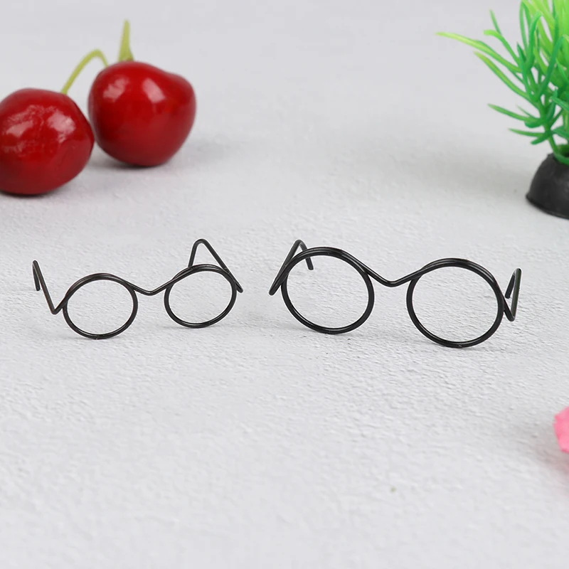 10Pcs Fashion Mini Round Frame Lensless Retro Cool Doll Glasses For Doll 30cm Decor