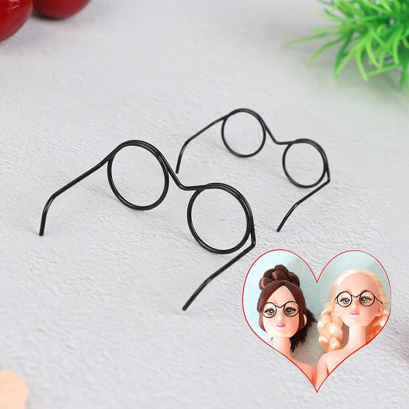 10Pcs Fashion Mini Round Frame Lensless Retro Cool Doll Glasses For Doll 30cm Decor