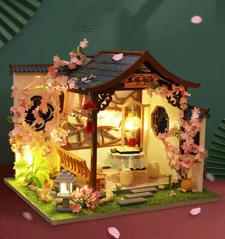 New DIY Wooden Dollhouse Miniature Landscape With Furniture Chinese Loft Doll Houses Assemble Toy Children Birthday Gift Casa
