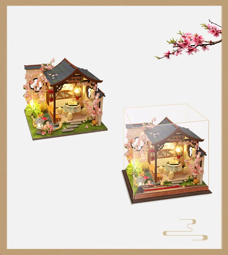 New DIY Wooden Dollhouse Miniature Landscape With Furniture Chinese Loft Doll Houses Assemble Toy Children Birthday Gift Casa