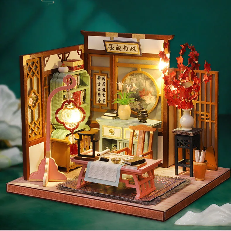 New DIY Wooden Dollhouse Miniature Landscape With Furniture Chinese Loft Doll Houses Assemble Toy Children Birthday Gift Casa