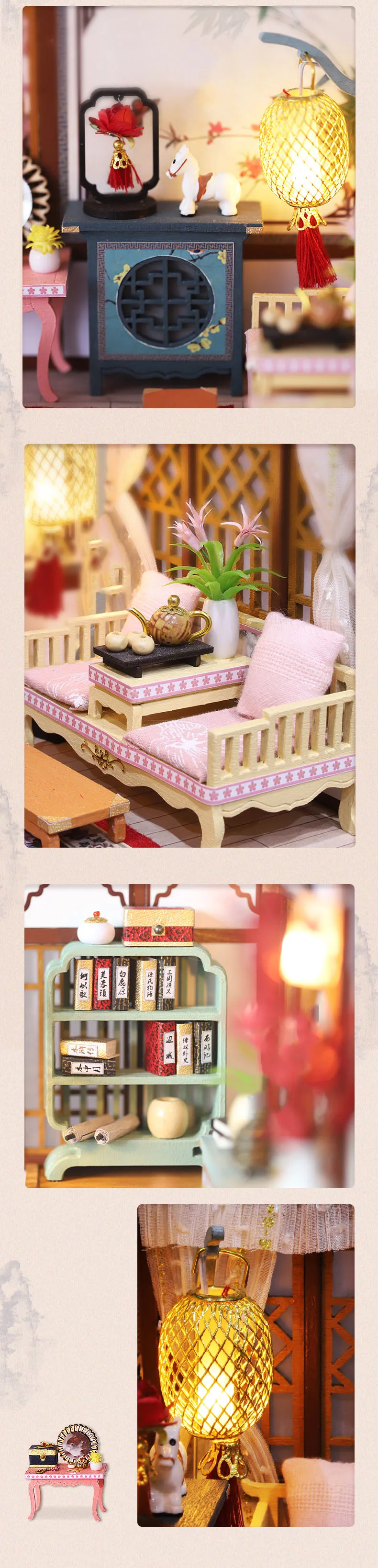 New DIY Wooden Dollhouse Miniature Landscape With Furniture Chinese Loft Doll Houses Assemble Toy Children Birthday Gift Casa