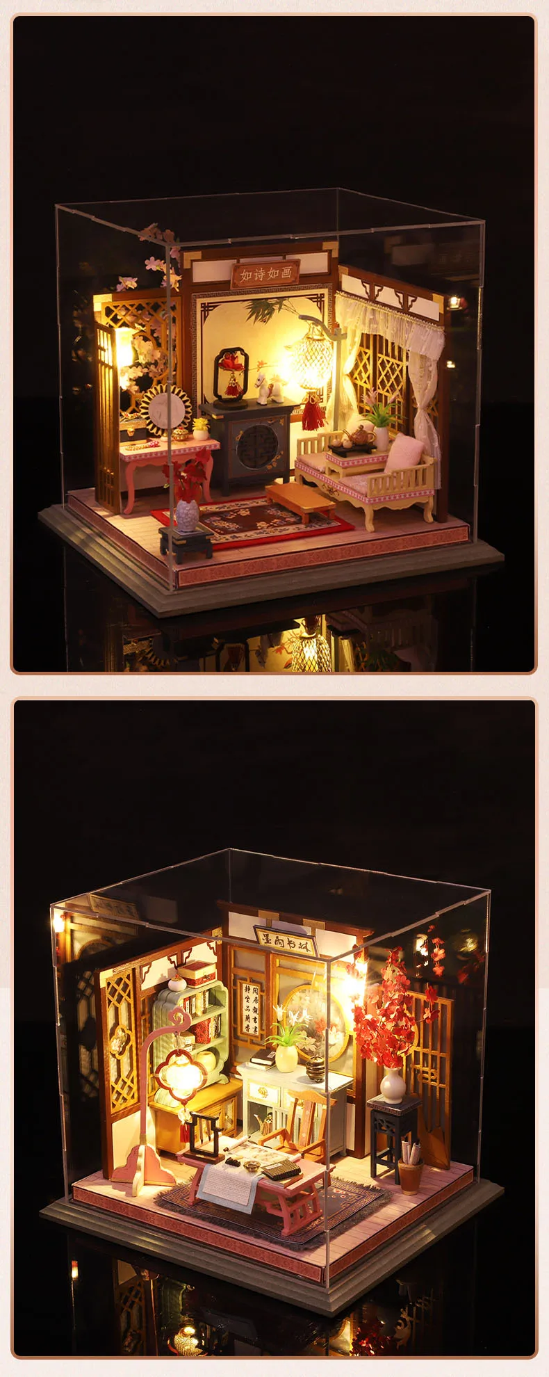 New DIY Wooden Dollhouse Miniature Landscape With Furniture Chinese Loft Doll Houses Assemble Toy Children Birthday Gift Casa