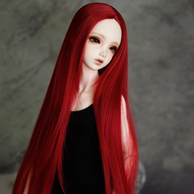 New Style 1/3 1/4 1/6 1/8 Bjd SD Doll Wig High Temperature Wire Long Straight Wine Red Wig For BJD Hair Wig