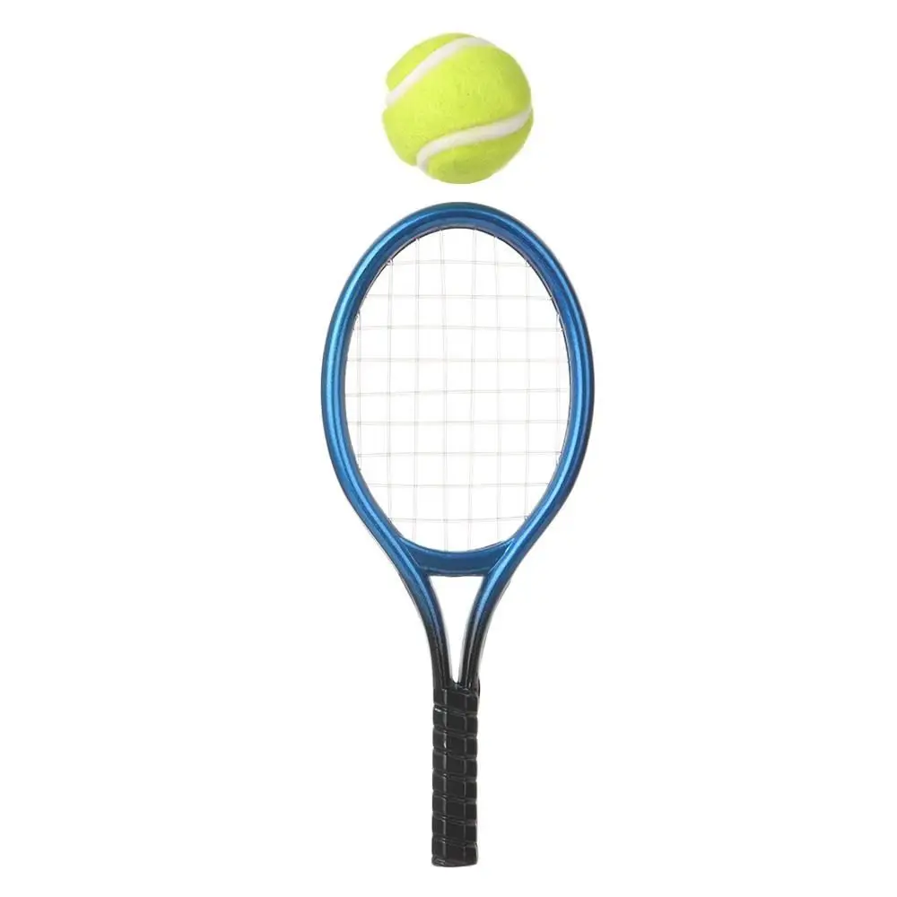 4PCS/Set Doll Tennis Racket kits Miniature Racquet Ball Bag Creative Photo Props For 1/6 1/12 DIY Dollhouse Accessories
