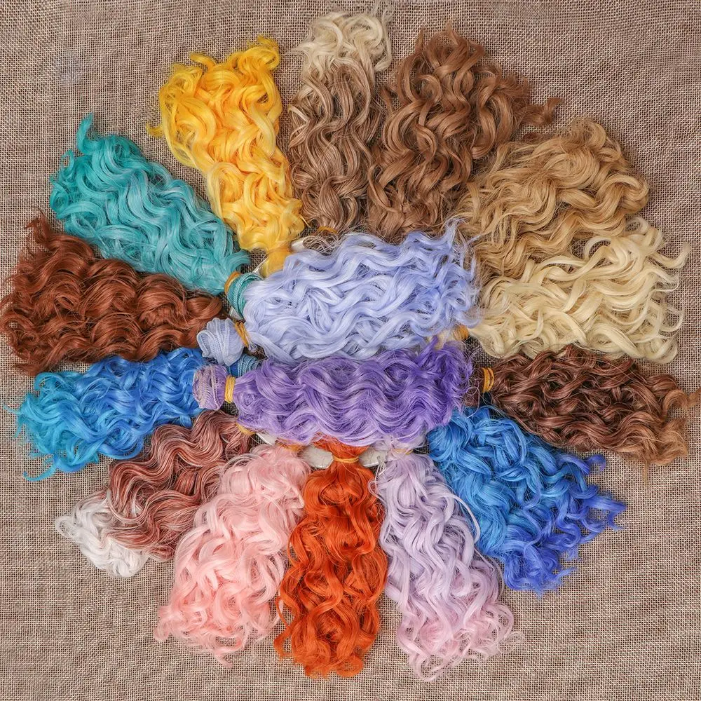 15*100cm Fashion Mini Tresses Doll Hair 1/6 1/4 1/3  High-Temperature Curly Wigs Screw Periwig Toy Toupee Kids Gifts Accessories