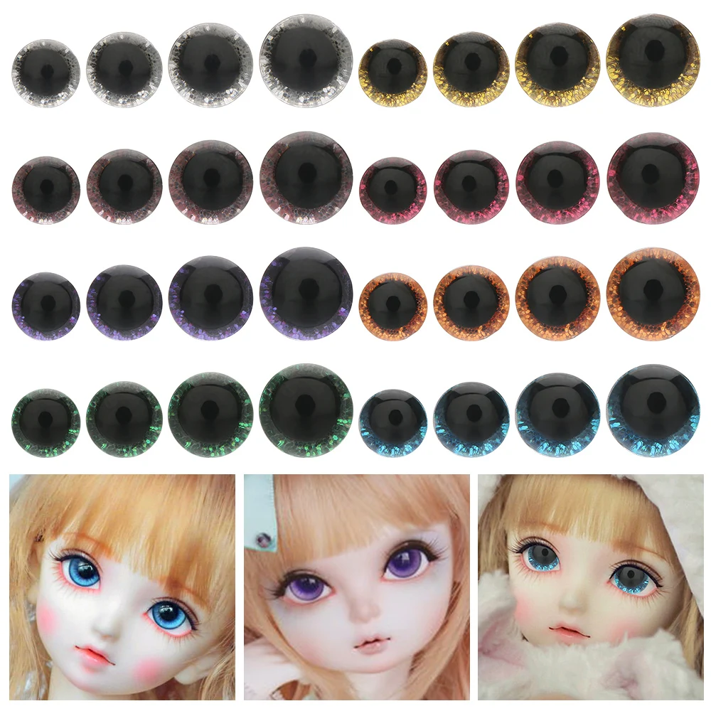 10Pcs 9/12/14/16mm 8 Colors Plastic Safety Glitter Crystal Eyes Crafts Bear Animal Stuffed Toys Parts DIY Dolls Accessories