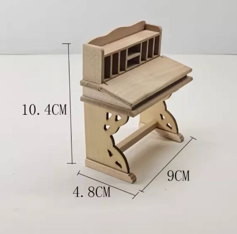 1:12 Miniature Dollhouse Furniture Model Play House Toy Cabinet Wooden Clamshell Desk New Diy Miniature Dollhouse Accessories