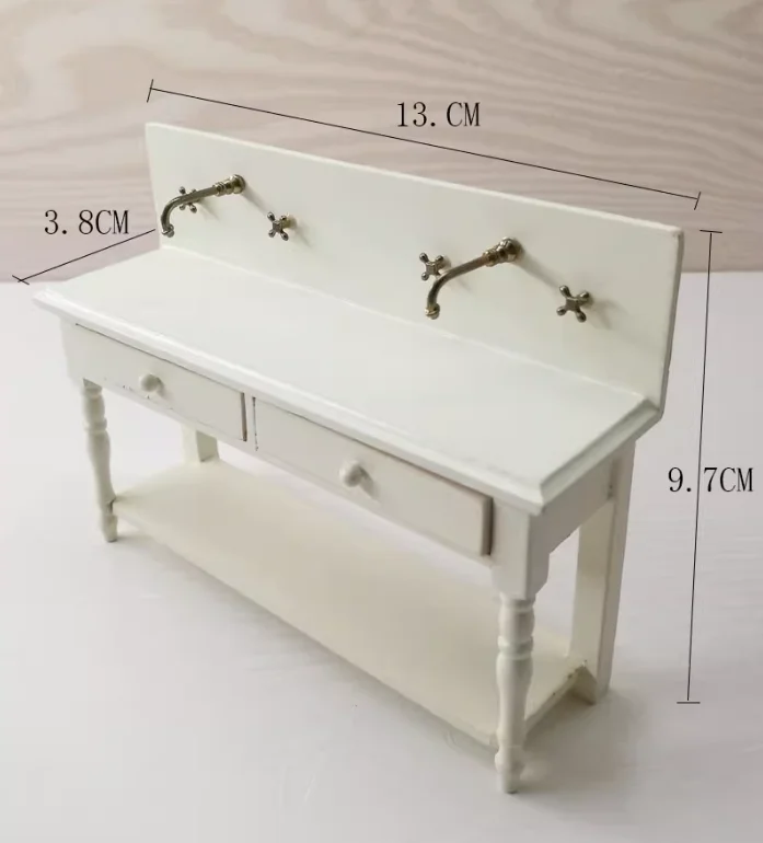 1:12 Miniature Dollhouse Furniture Model Play House Toy Cabinet Wooden Clamshell Desk New Diy Miniature Dollhouse Accessories