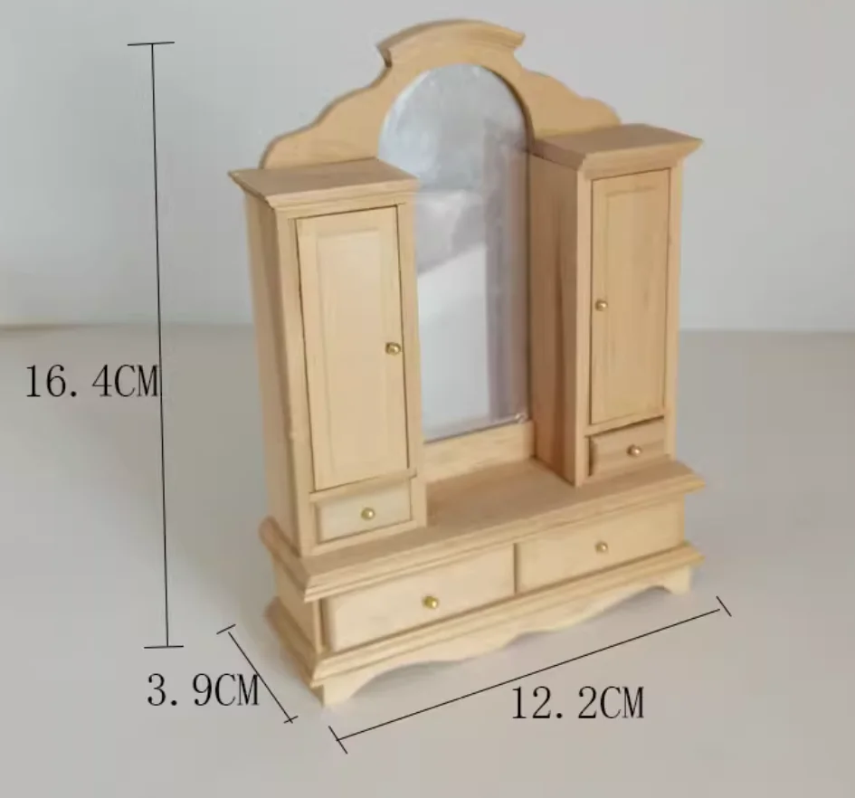 1:12 Miniature Dollhouse Furniture Model Play House Toy Cabinet Wooden Clamshell Desk New Diy Miniature Dollhouse Accessories