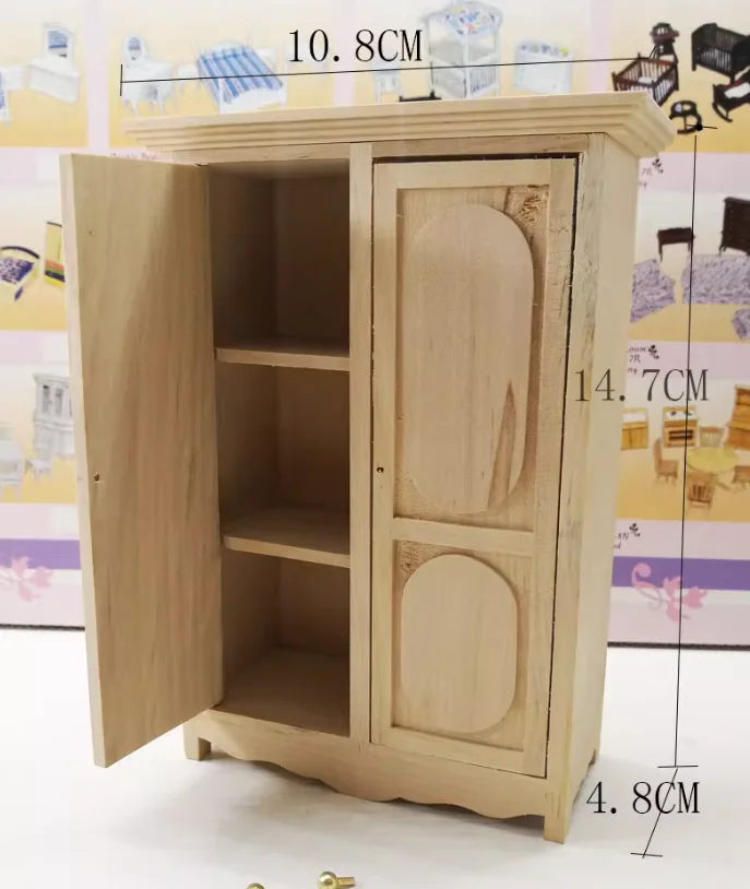 1:12 Miniature Dollhouse Furniture Model Play House Toy Cabinet Wooden Clamshell Desk New Diy Miniature Dollhouse Accessories