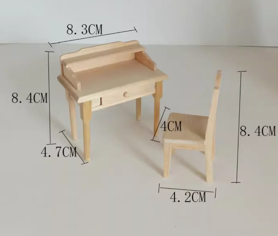 1:12 Miniature Dollhouse Furniture Model Play House Toy Cabinet Wooden Clamshell Desk New Diy Miniature Dollhouse Accessories