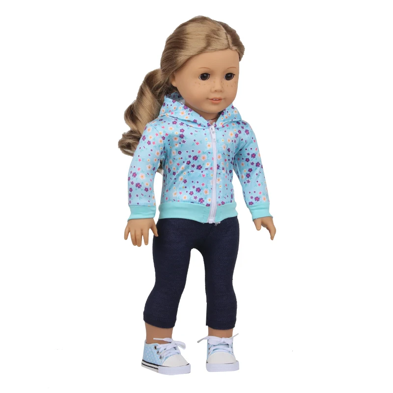 Doll Clothes Denim Suit T-shirt+Pants/Skirt Clothes Set For 18 Inch Amerian&43cm Baby New Born Doll Fot OG Girl Doll Gift Toys