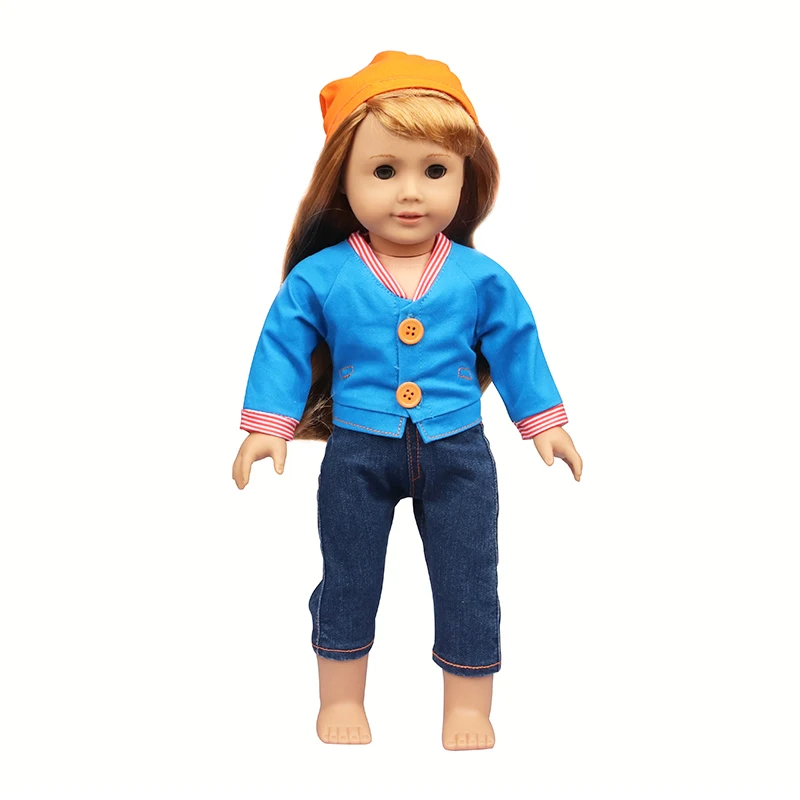 Doll Clothes Denim Suit T-shirt+Pants/Skirt Clothes Set For 18 Inch Amerian&43cm Baby New Born Doll Fot OG Girl Doll Gift Toys
