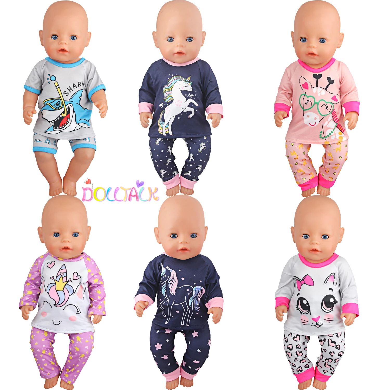 Doll Clothes Denim Suit T-shirt+Pants/Skirt Clothes Set For 18 Inch Amerian&43cm Baby New Born Doll Fot OG Girl Doll Gift Toys