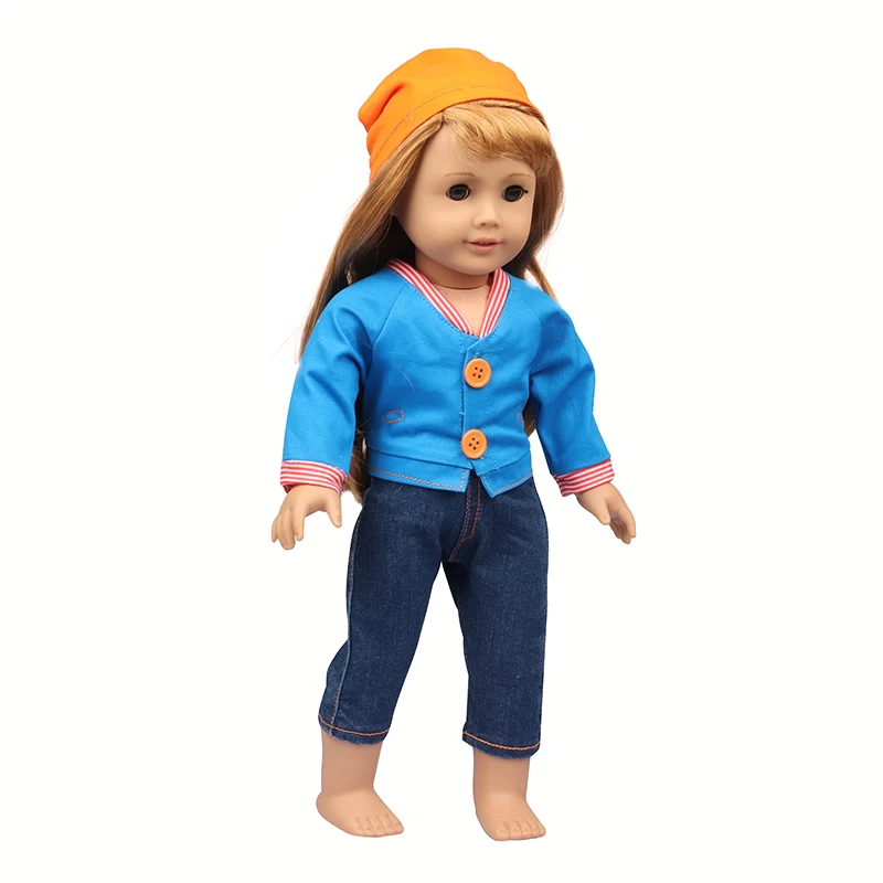 Doll Clothes Denim Suit T-shirt+Pants/Skirt Clothes Set For 18 Inch Amerian&43cm Baby New Born Doll Fot OG Girl Doll Gift Toys