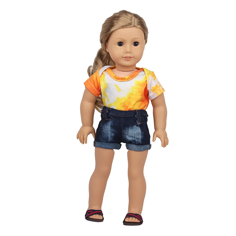 Doll Clothes Denim Suit T-shirt+Pants/Skirt Clothes Set For 18 Inch Amerian&43cm Baby New Born Doll Fot OG Girl Doll Gift Toys