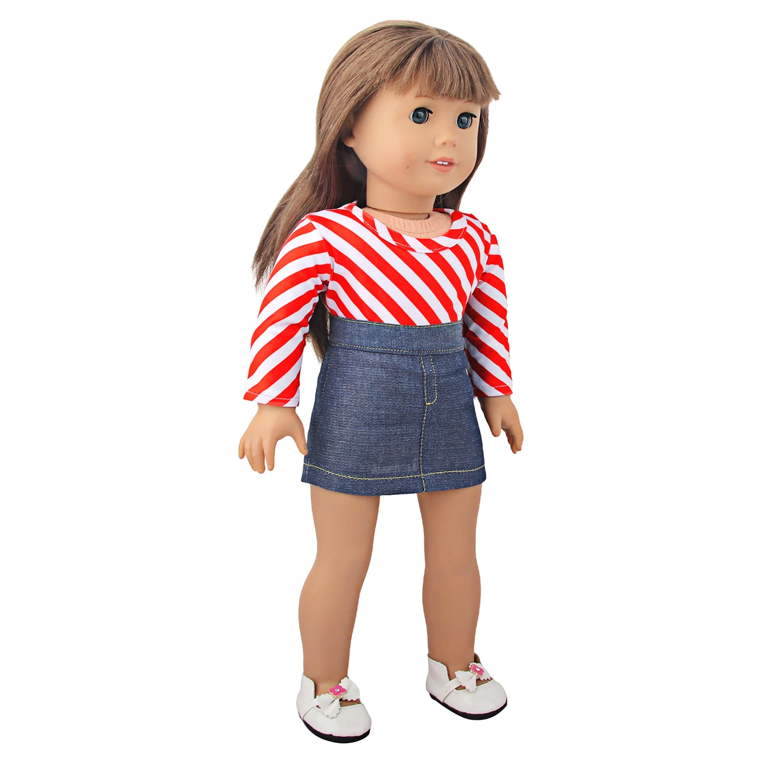 Doll Clothes Denim Suit T-shirt+Pants/Skirt Clothes Set For 18 Inch Amerian&43cm Baby New Born Doll Fot OG Girl Doll Gift Toys