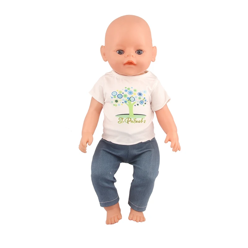 Doll Clothes Denim Suit T-shirt+Pants/Skirt Clothes Set For 18 Inch Amerian&43cm Baby New Born Doll Fot OG Girl Doll Gift Toys