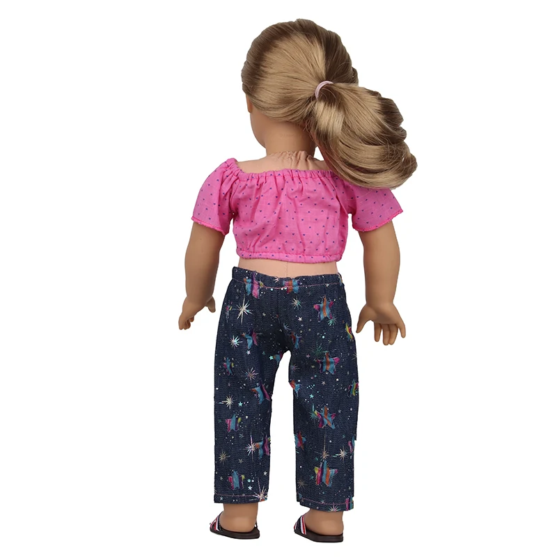 Doll Clothes Denim Suit T-shirt+Pants/Skirt Clothes Set For 18 Inch Amerian&43cm Baby New Born Doll Fot OG Girl Doll Gift Toys