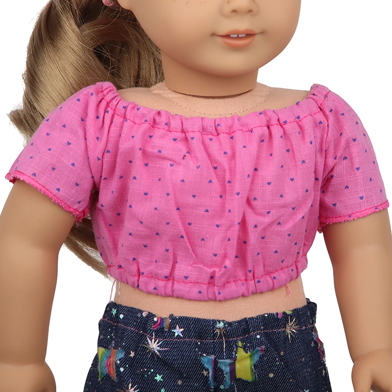 Doll Clothes Denim Suit T-shirt+Pants/Skirt Clothes Set For 18 Inch Amerian&43cm Baby New Born Doll Fot OG Girl Doll Gift Toys